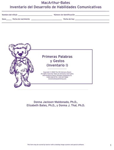 Larry Fenson, Philip S Dale, J Steven Reznick, Donna Thal, Elizabeth Bates, Jeffrey P Hartung, Steve Pethick, Judy S Reilly, Donna Jackson-Maldonado, Virginia A Marchman - Macarthur Communicative Development Inventories (Cdis)  Inventario I: Primeras Palabras Y Gestos (Package of 25), Häftad
