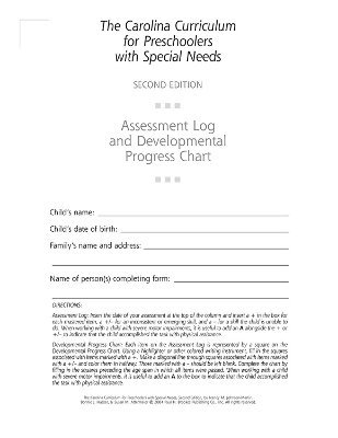 Assessment Log and Developmental Progress Charts Preschoolers with Special Needs (CCPSN) 1