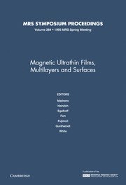 bokomslag Magnetic Ultrathin Films, Multilayers and Surfaces: Volume 384