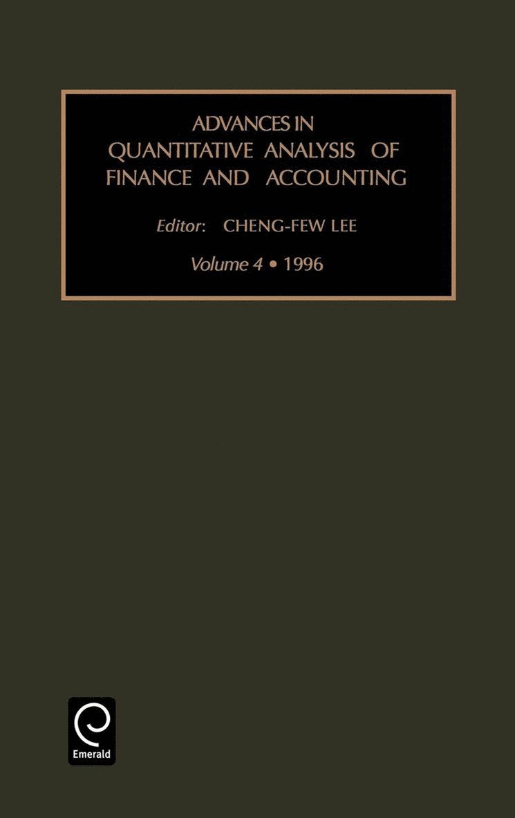 Advances in quantitative analysis of finance and accounting