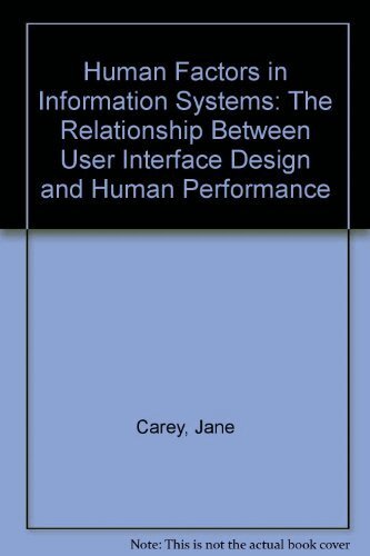 Jane Carey - Human Factors in Information Systems, Häftad
