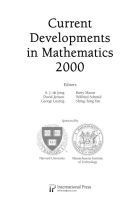 A.J. de Jong, David Jerison, George Lusztig, Barry Mazur, Wilfried Schmid, Shing-Tung Yau - Current Developments in Mathematics, 2000, Häftad