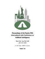 bokomslag Proceedings of the Twenty-Fifth International Joint Conference on Artificial Intelligence - Volume One