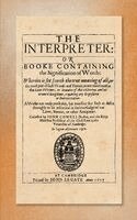John Cowell - Interpreter [1607], Inbunden