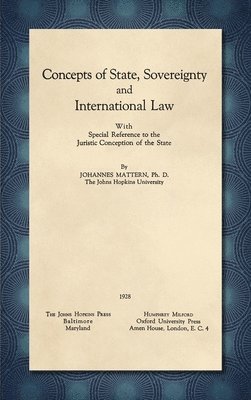 bokomslag Concepts of State, Sovereignty and International Law [1928]