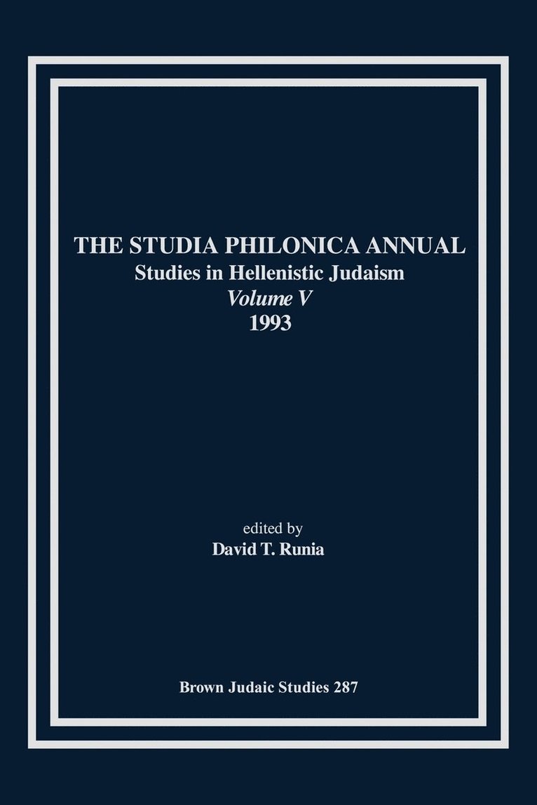 David T. Runia - Studia Philonica Annual V, 1993, Häftad