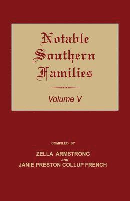 bokomslag Notable Southern Families. Volume V