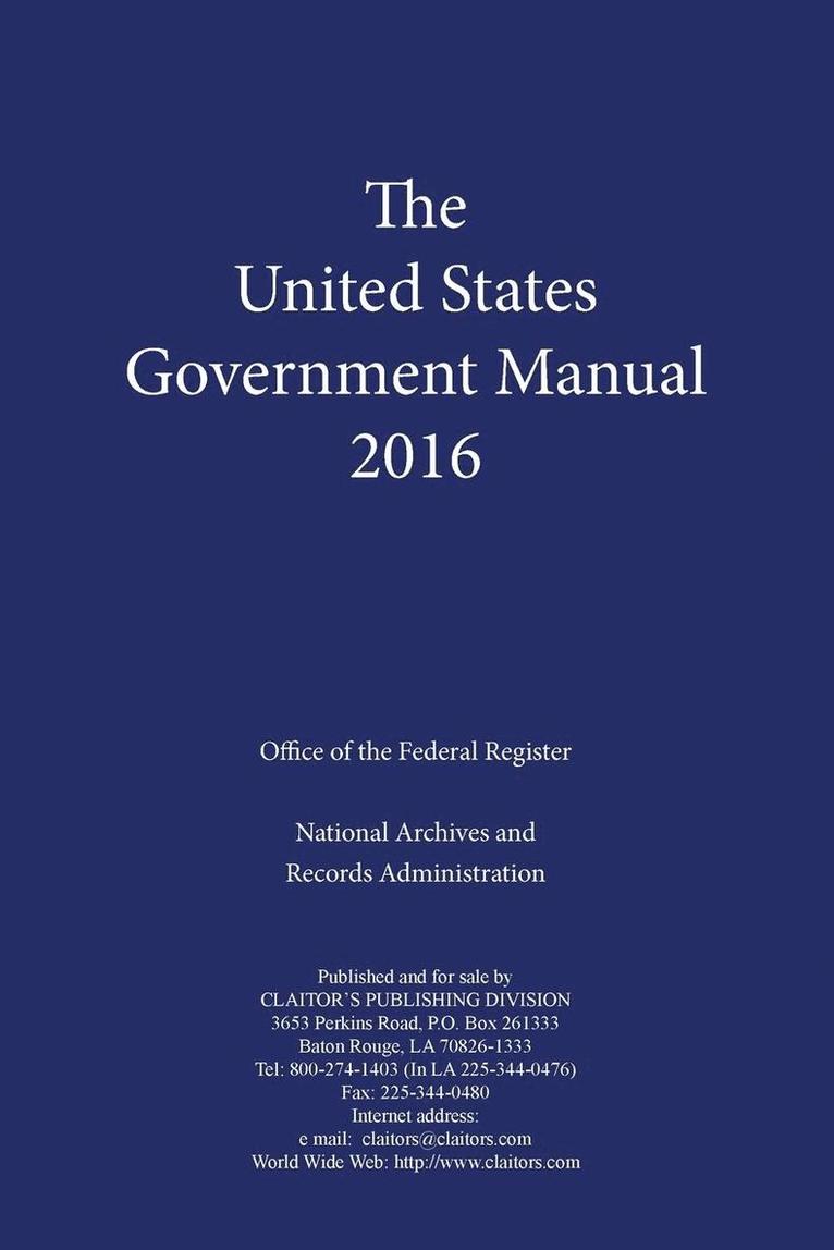 United States Government Manual (2016) 1