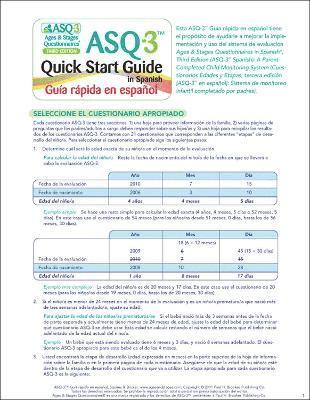 Ages & Stages Questionnaires (ASQ-3): Quick Start Guide (Spanish) / Guia Rapida en Espanol 1