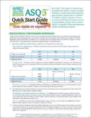 Ages & Stages Questionnaires® (ASQ®-3): Quick Start Guide (Spanish) / Guia Rapida En Espanol