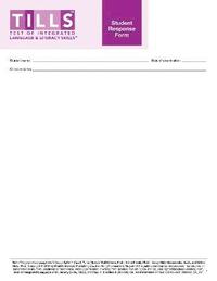 bokomslag Test of Integrated Language and Literacy Skills¿ (TILLS¿) Student Response Form
