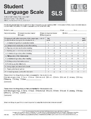Test of Integrated Language and Literacy Skills (Tills ) Student Rating Scale 1
