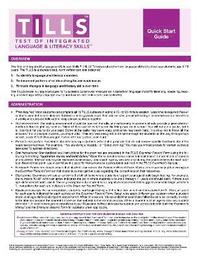 bokomslag Test of Integrated Language and Literacy Skills¿ (TILLS¿) Quick Start Guide