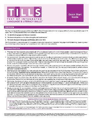 bokomslag Test of Integrated Language and Literacy Skills¿ (TILLS¿) Quick Start Guide