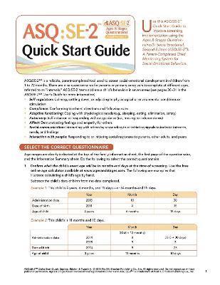 Ages & Stages Questionnaires: Social-Emotional (ASQ:SE-2): Quick Start Guide (English) 1