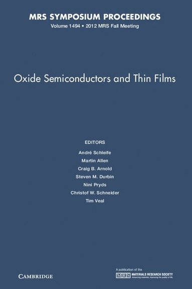 bokomslag Oxide Semiconductors and Thin Films: Volume 1494