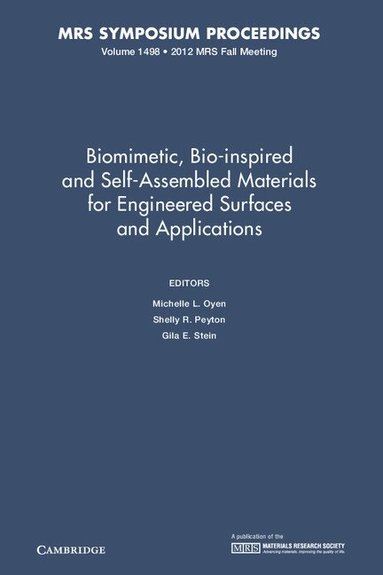 Michelle L. Oyen, Shelly R. Peyton, Gila E. Stein - Biomimetic, Bio-inspired and Self-Assembled Materials for Engineered Surfaces and Applications: Volume 1498, Inbunden