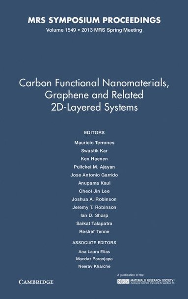 bokomslag Carbon Functional Nanomaterials, Graphene and Related 2D-Layered Systems: Volume 1549