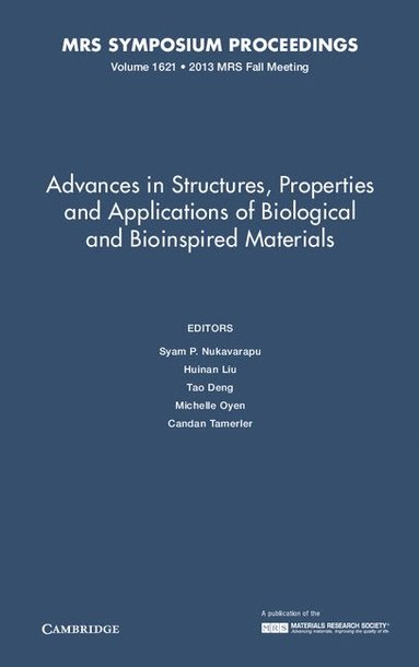 bokomslag Advances in Structures, Properties and Applications of Biological and Bioinspired Materials: Volume 1621