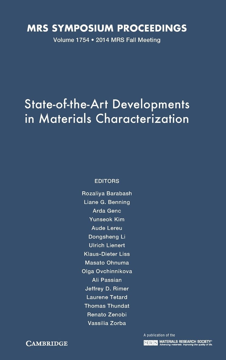 Rozaliya Barabash, Liane G. Benning - State-of-the-Art Developments in Materials Characterization, Inbunden