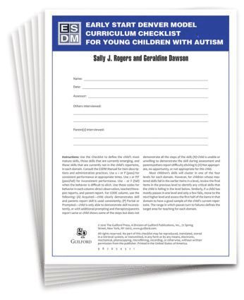 Early Start Denver Model Curriculum Checklist for Young Children with Autism, Set of 15 Checklists, Each a 16-Page Two-Color Booklet 1