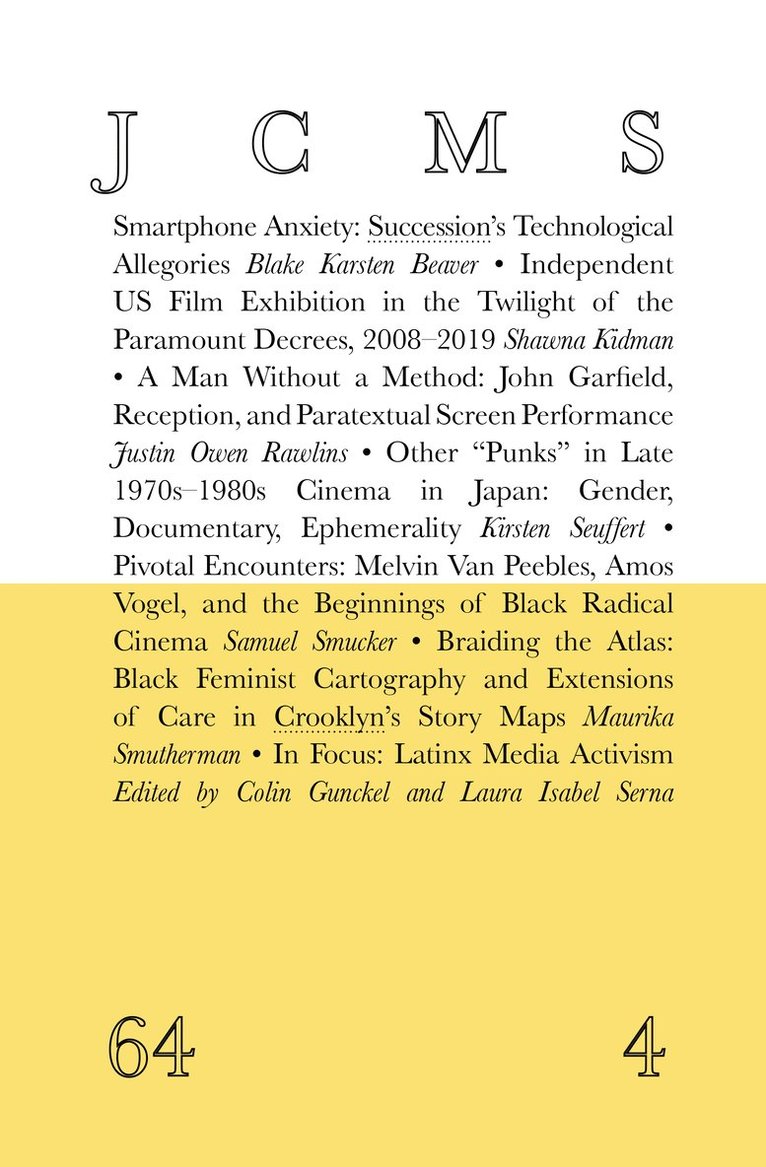 Journal of Cinema and Media Studies, vol. 64, no. 4