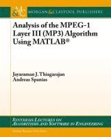 Jayaraman Thiagarajan, Andreas Spanias - Analysis of the MPEG-1 Layer III (MP3) Algorithm using MATLAB, Häftad
