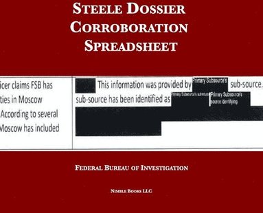 Federal Bureau of Investigation - Steele Dossier Corroboration Spreadsheet, Inbunden
