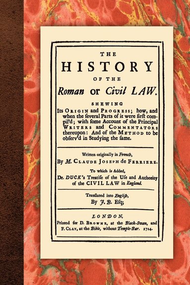 bokomslag History of the Roman or Civil Law