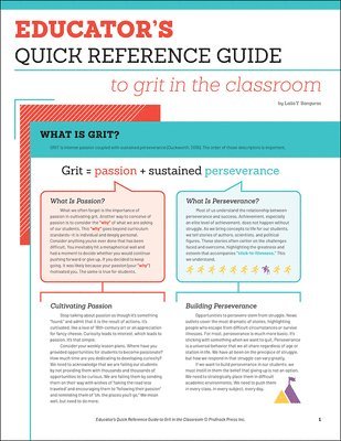 Educator's Quick Reference Guide to Grit in the Classroom 1
