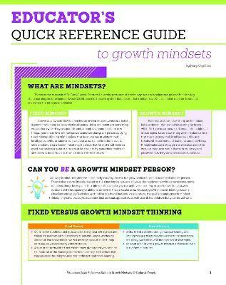 Mary Cay Ricci - Educator's Quick Reference Guide to Growth Mindsets, Häftad