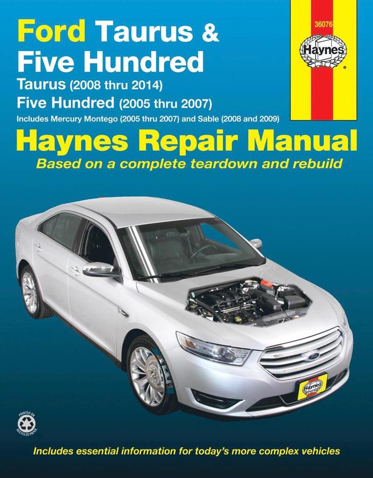 Haynes Publishing, Editors of Haynes Manuals - Ford Taurus (08-14) & Five Hundred (05-07) & Mercury Montego (05-07) & Sable (08-09) Haynes Repair Manual (USA), Häftad
