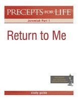 Kay Arthur - Precepts For Life Study Guide: Return to Me (Jeremiah Part 1), Häftad