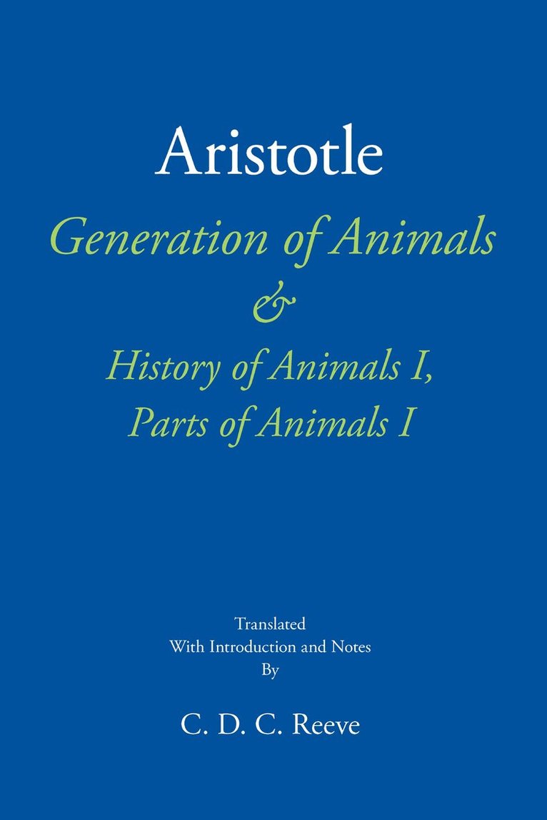 Generation of Animals & History of Animals I, Parts of Animals I