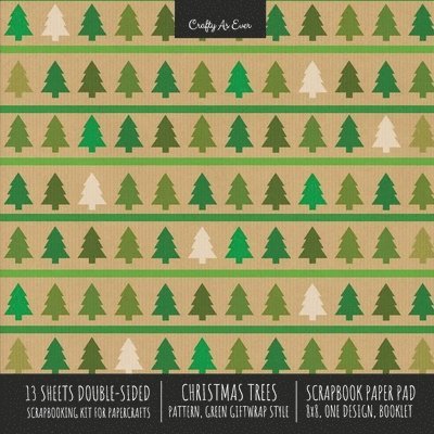 Christmas Trees Pattern Scrapbook Paper Pad 8x8 Decorative Scrapbooking Kit for Cardmaking Gifts, DIY Crafts, Printmaking, Papercrafts, Green Giftwrap Style 1