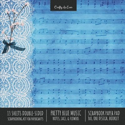 Pretty Blue Music Scrapbook Paper Pad 8x8 Decorative Scrapbooking Kit for Cardmaking Gifts, DIY Crafts, Printmaking, Papercrafts, Notes Lace Flowers Designer Paper 1