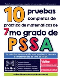 bokomslag 10 pruebas completas de prctica de matemticas de 7mo grado de PSSA