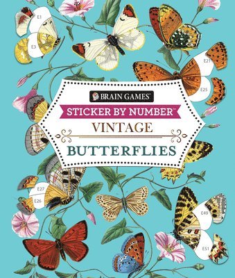 Publications International Ltd, Brain Games, New Seasons - Brain Games - Sticker by Number - Vintage: Butterflies (28 Images to Sticker), Häftad