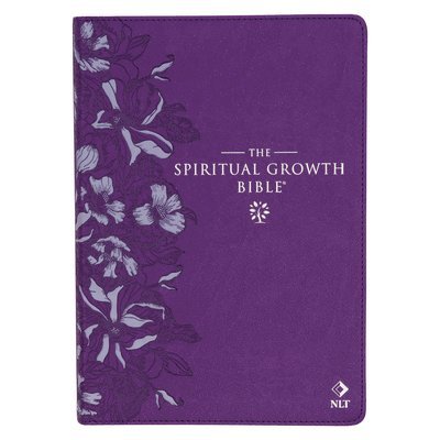 The Spiritual Growth Bible, Study Bible, NLT - New Living Translation Holy Bible, Faux Leather, Purple Debossed Floral 1