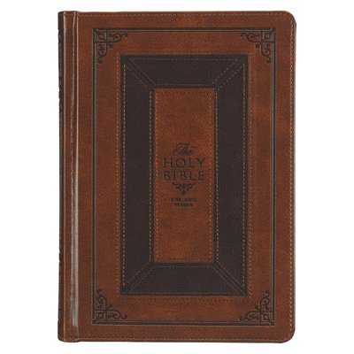 KJV Study Bible, Standard King James Version Holy Bible, Thumb Tabs, Ribbons, Faux Leather, Toffee/Burgundy Debossed 1