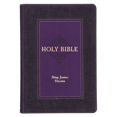 KJV Study Bible, Large Print King James Version Holy Bible, Thumb Tabs, Ribbons, Faux Leather Purple Two-Tone Debossed 1