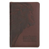 bokomslag KJV Holy Bible, Standard Size Faux Leather Red Letter Edition - Thumb Index & Ribbon Marker, King James Version, Brown Lion Zipper Closure
