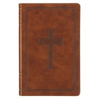 bokomslag KJV Holy Bible, Standard Size Faux Leather Red Letter Edition Thumb Index, Ribbon Marker, King James Version, Honey Brown Cross Emblem