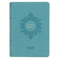 bokomslag KJV Holy Bible, Compact Large Print Faux Leather Red Letter Edition Ribbon Marker, King James Version, Aqua Blue