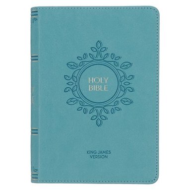 bokomslag KJV Holy Bible, Compact Large Print Faux Leather Red Letter Edition Ribbon Marker, King James Version, Aqua Blue