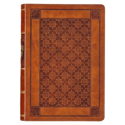 KJV Holy Bible, Giant Print Full-Size Faux Leather Red Letter Edition - Thumb Index & Ribbon Marker, King James Version, Brown Diamond 1