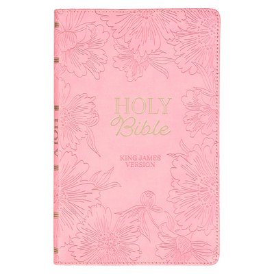 KJV Holy Bible, Gift Edition King James Version, Faux Leather Flexible Cover, Light Pink Floral 1