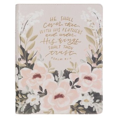 bokomslag KJV Bible Note-Taking Faux Leather Under His Wings, Cream Floral Printed Ps. 91:4