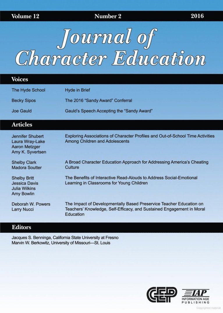 Journal of Character Education Vol 12 Issue 2