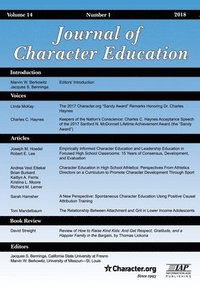 bokomslag Journal of Character Education Vol 14 Issue 1 2018